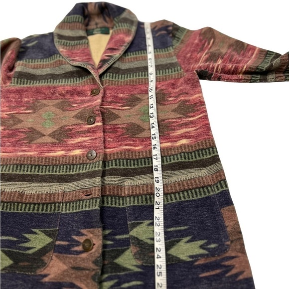 Orvis Southwestern Cotton Fleece Aztec Coat Jacket Shawl Collar Runs Large. - Picture 10 of 10